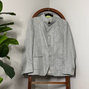 Circle Of Gentlemen 52 Gray 100% Linen Slim Fit Sports Coat Blazer Jacket
